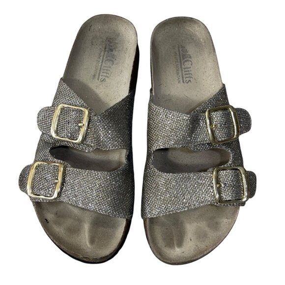 Mountain Sole Gold Glitter Sandal Double Buckle Size 7.5 - Picture 4 of 11